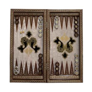 Inlegwerk Backgammonbord met Khatam-kari Artisan Vakmanschap