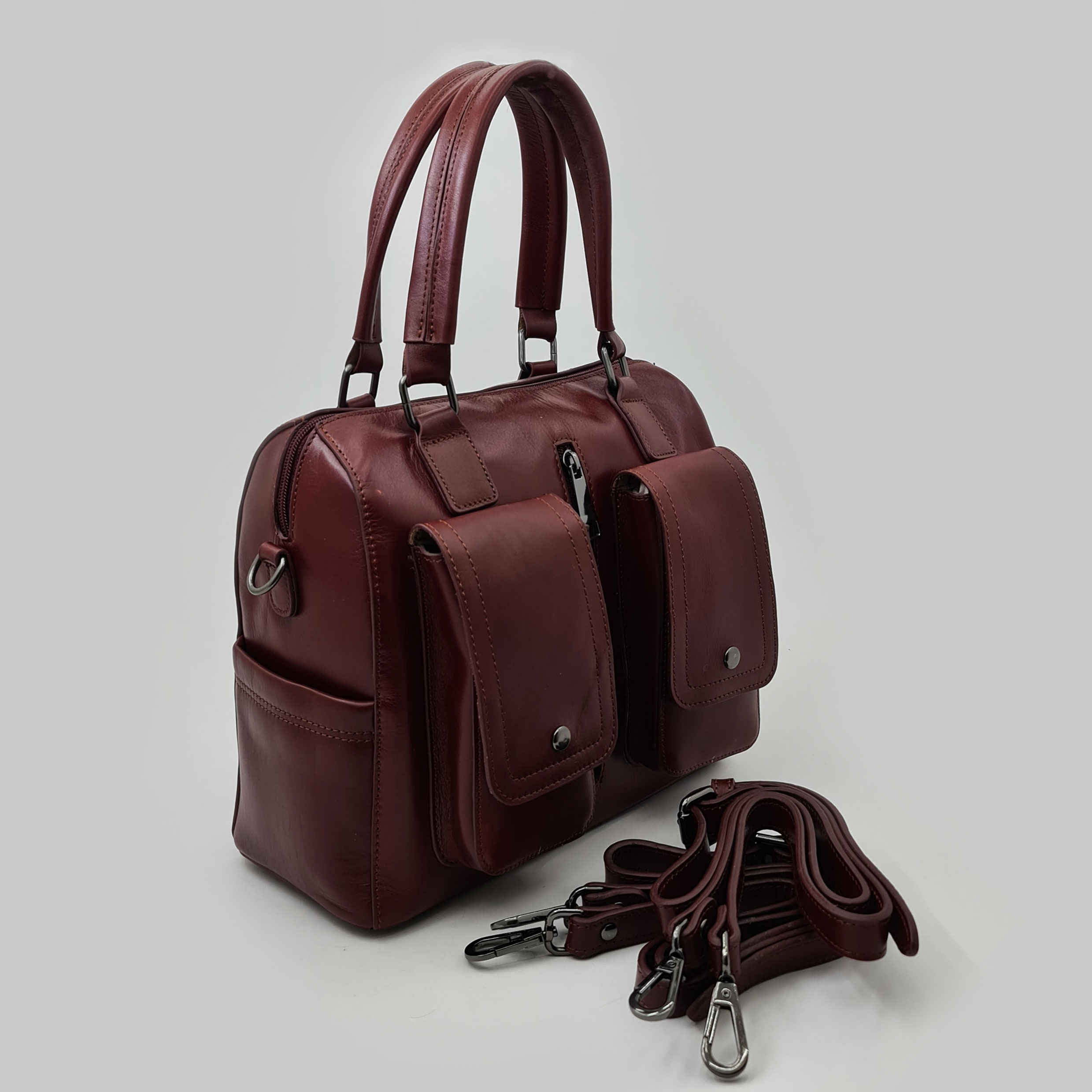 Rode Lederen Bauletto Handtas voor Dames
