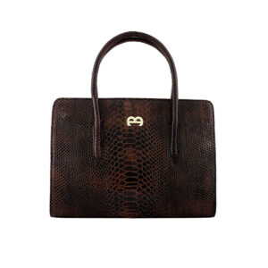 Bauletto Lederen Handtas met Slangenhuid Patroon & Grote Capaciteit