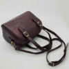 Maroon Lederen Bauletto Handtas met Slangenhuid Patroon