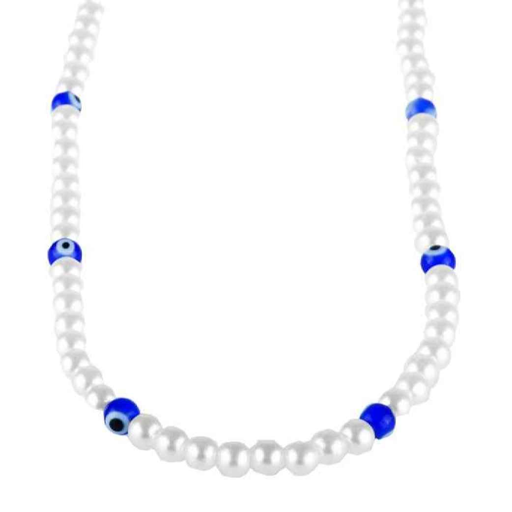 Gekralen Brillenketting – Boze Oog Design Wit