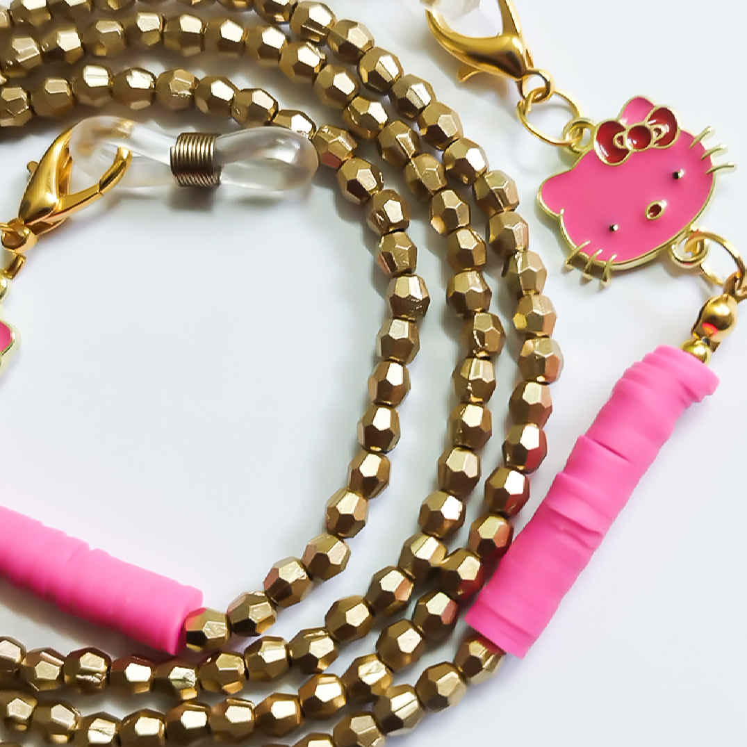 Gekralen Brillenketting – Hello Kitty Design Goudkleurig