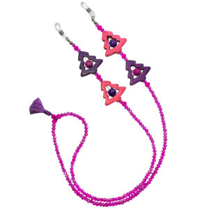Gekralen Brillenketting – Roze Kristallen
