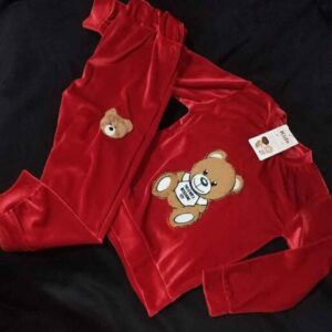 Rode Kinderkleding Set – Fluweel met Teddybeer