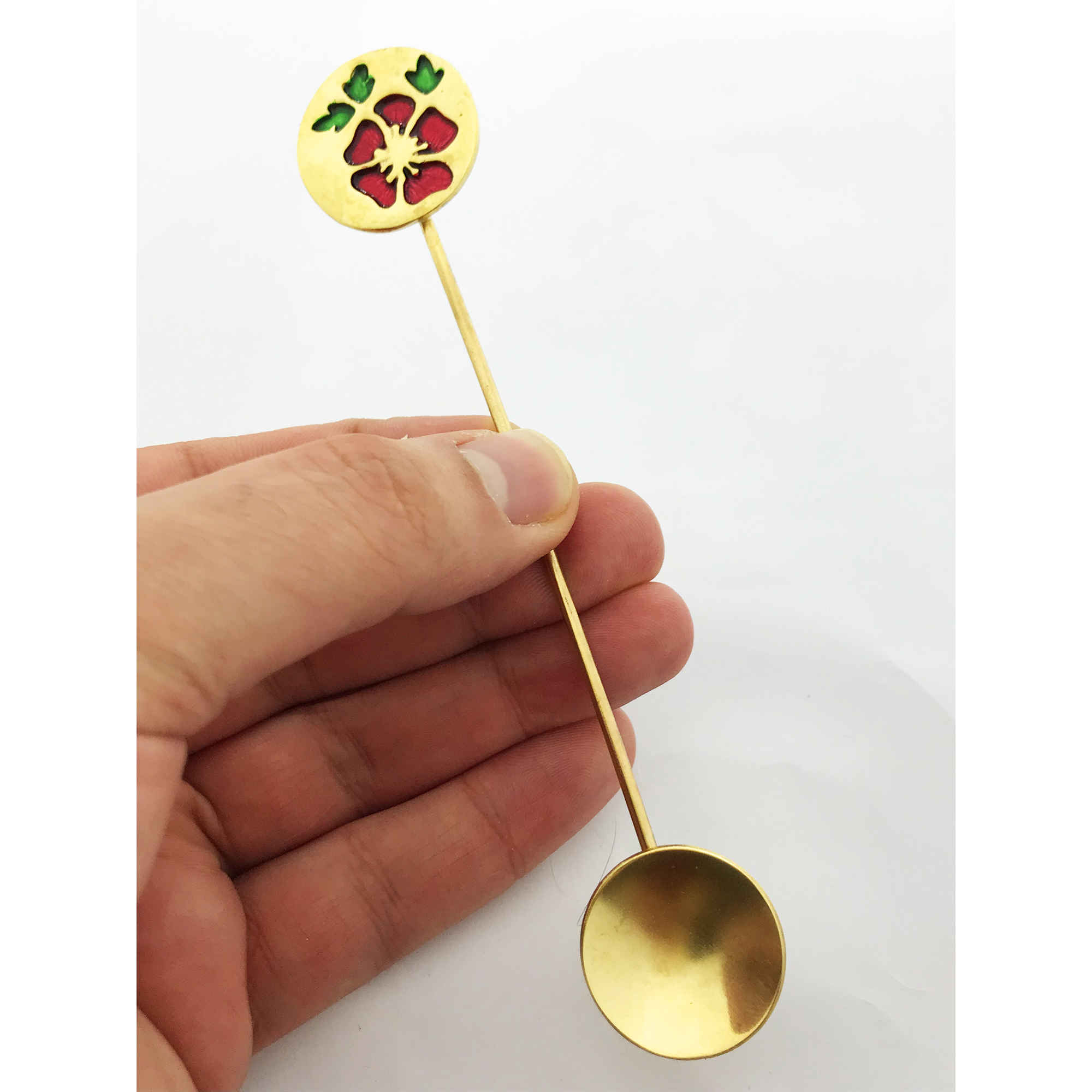 Messing Barlepel met Ambachtelijk Bloemontwerp Set – 3 Stuks