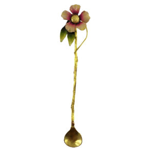 Messing Barlepel met Elegant Bloemontwerp Set – 3 Stuks
