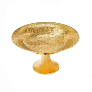 Messing Serveerstandaard voor Fruit met Fijne Gravure Elegant