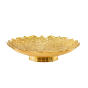 Messing Serveerstandaard met Fijne Bloemgravure Elegant