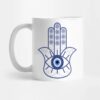 Islamitische Keramische Koffiemok – Blauw Hamsa Hand Patroon