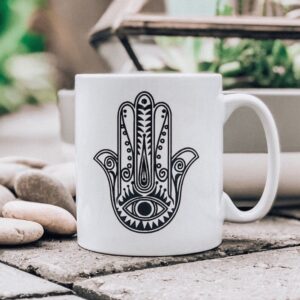 Islamitische Keramische Koffiemok – Hamsa Hand van Fatima Patroon
