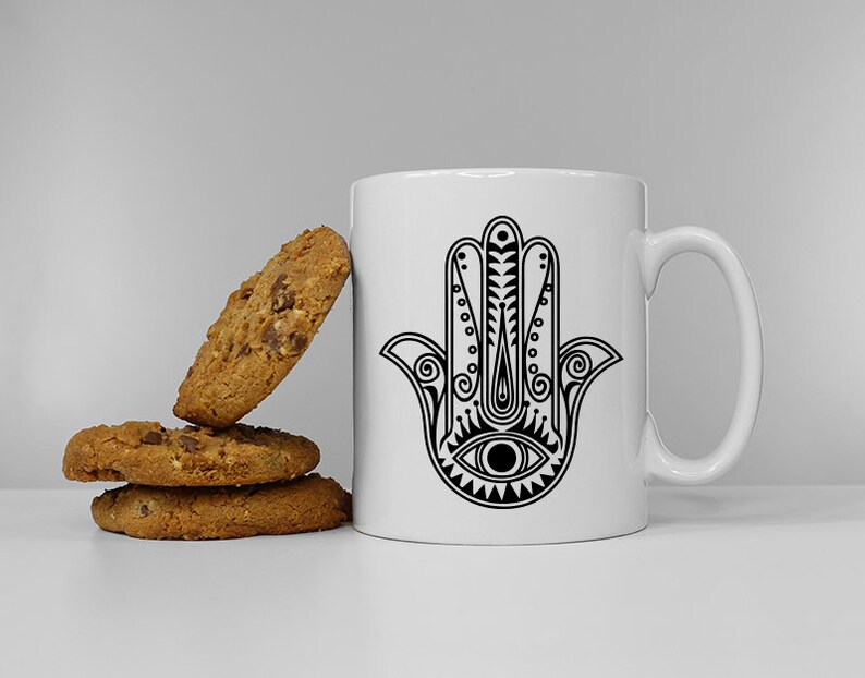 Islamitische Keramische Koffiemok – Hamsa Hand van Fatima Patroon