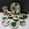 Elegante Haft-seen set met spiegel en bladpatroon