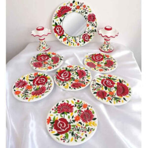 Haft-seen Set met Bloemenpatroon – Wit Nowruz