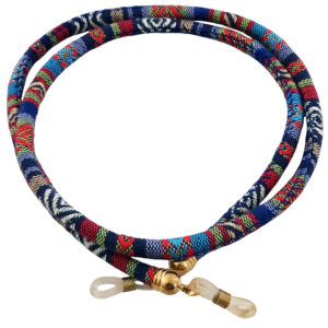 Brillenkoord – Blauw Geometrisch Katoen