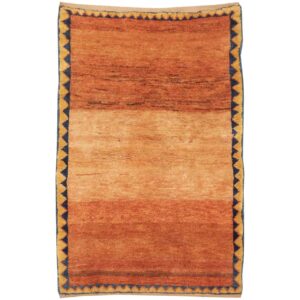 Authentiek handgeknoopt Perzisch minimalistisch Gabbeh tapijt – Met rand, Rood, Wol