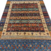 Echt handgeknoopt Perzisch gestreept Gabbeh tapijt - Blauw, Wolmix
