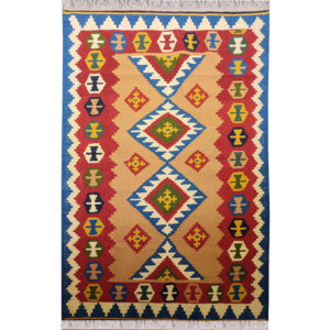 Handgeweven Perzisch Kilim tapijt uit Tabriz – tribaal rood