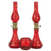 Glazen Kerosinelamp Set met Kandelaar Rood