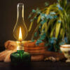 Glazen Kerosinelamp Vintage Design in Groen