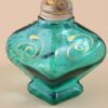 Glazen Kerosinelamp Vintage Bloemmotief Groen
