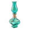 Glazen Kerosinelamp Vintage Bloemmotief Groen