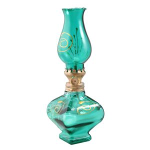 Glazen Kerosinelamp Vintage Bloemmotief Groen