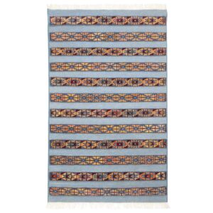 Authentiek Perzisch Wol Kilim Tapijt Handgeweven in Golestan Blauw