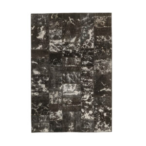 Vintage Perzisch Handgeknoopt Patchwork Tapijt Shadow Zwart