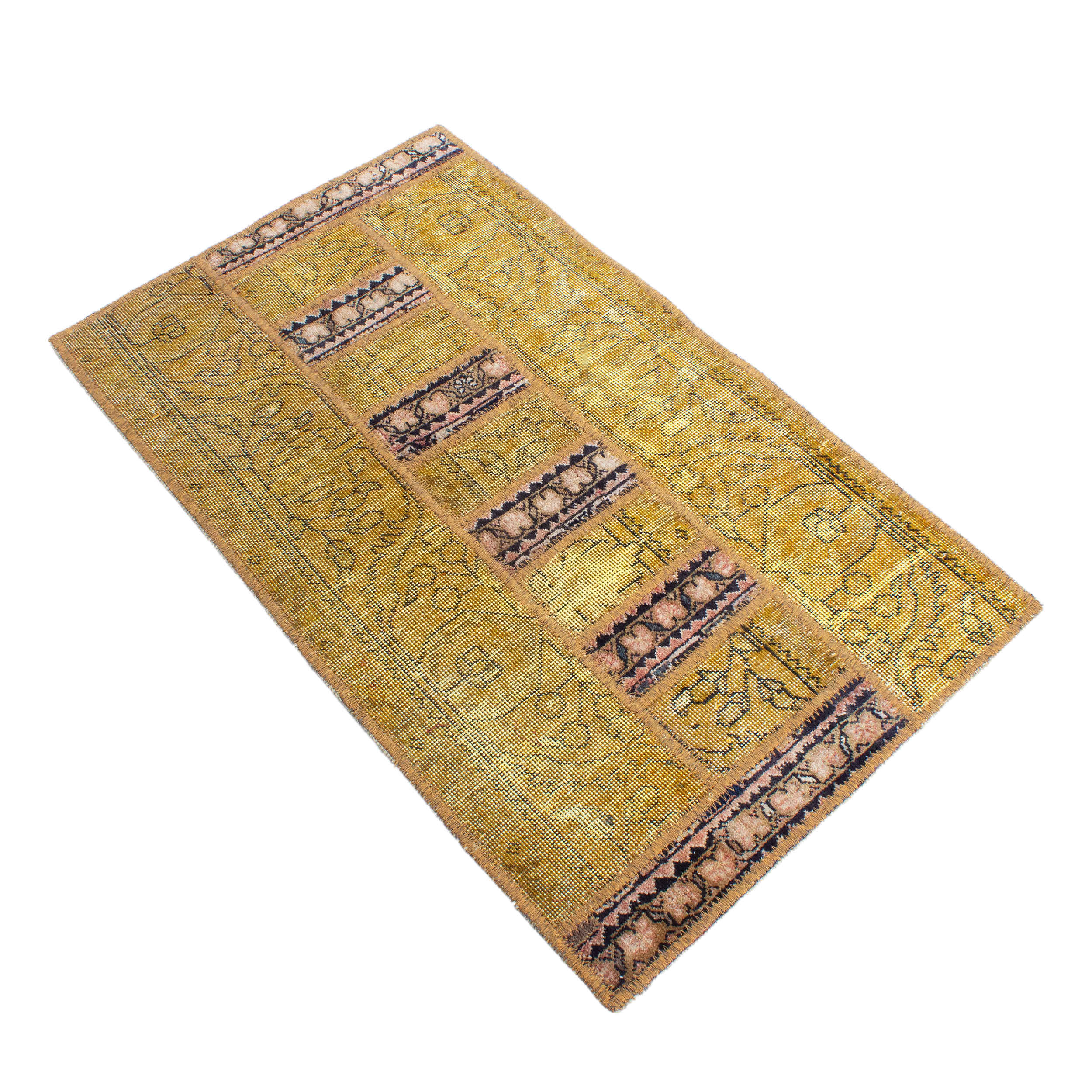 Vintage Patchwork Tapijt Hadis – Goud Katoen