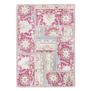 Vintage Perzisch Handgeknoopt Patchwork Tapijt Mahiya Rood