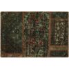 Vintage Perzisch Handgeknoopt Patchwork Tapijt Nasim Groen