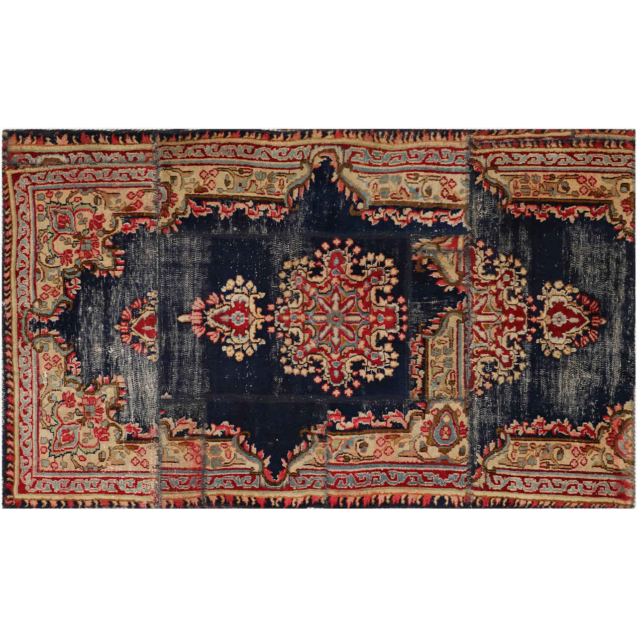 Vintage Perzisch Handgeknoopt Patchwork Tapijt Saltanat