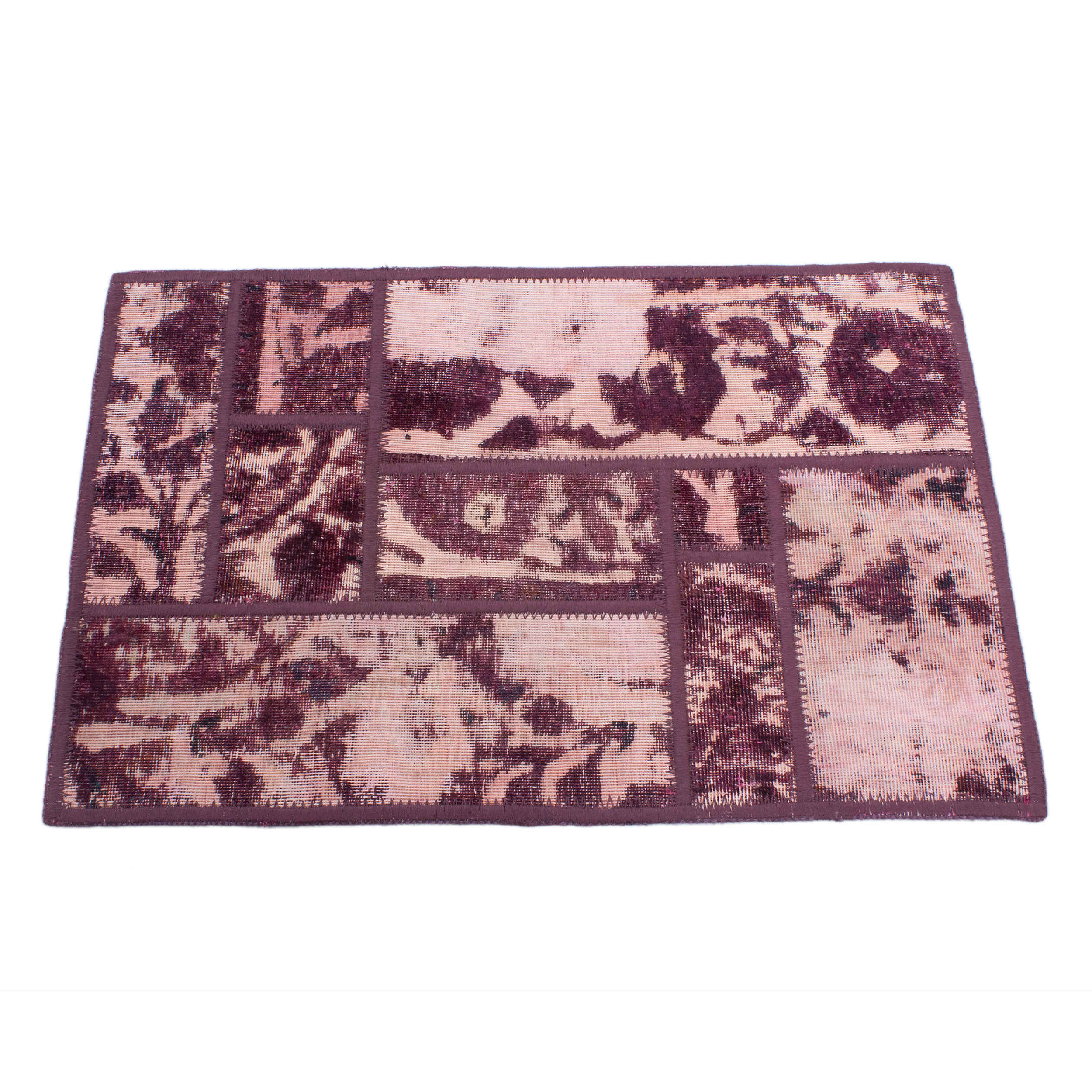 Vintage Perzisch Handgeknoopt Patchwork Tapijt Violet