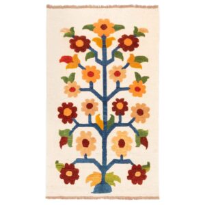 Authentiek Perzisch Wol Kilim Tapijt Handgeweven in Kerman Bloemen
