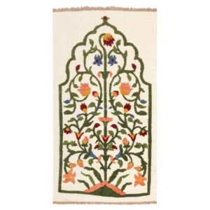Authentiek Perzisch Wol Kilim Tapijt Handgeweven in Kerman Bloemen