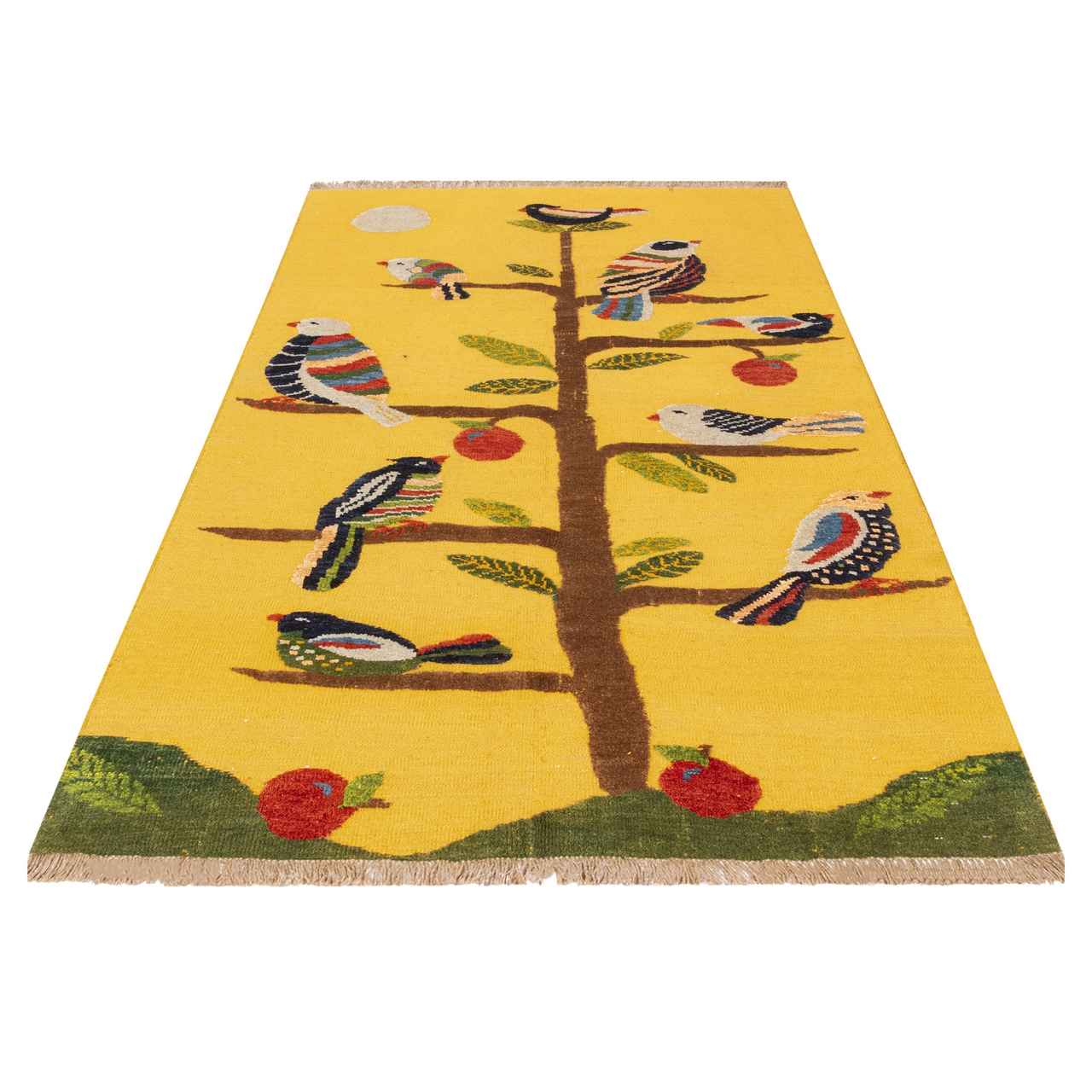 Perzische Kerman Kelim met vogelmotief, handgeweven wol