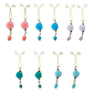 Hijab U-Clips Set met Bloem Hanger (10 stuks, Goud)
