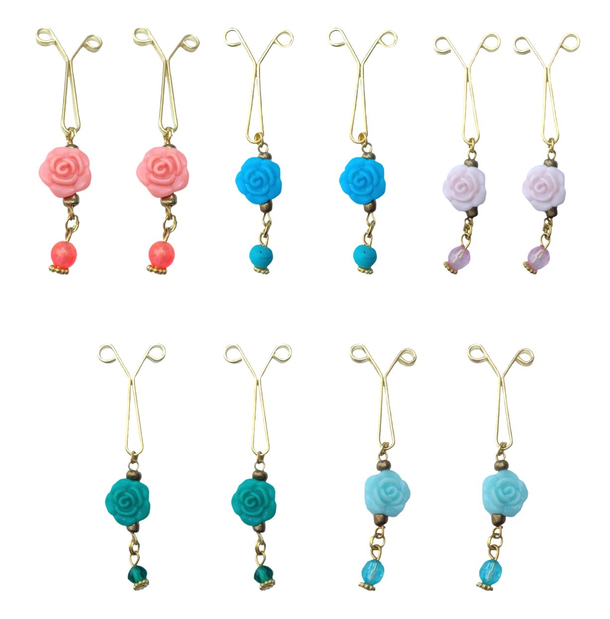 Hijab U-Clips Set met Bloem Hanger (10 stuks, Goud)