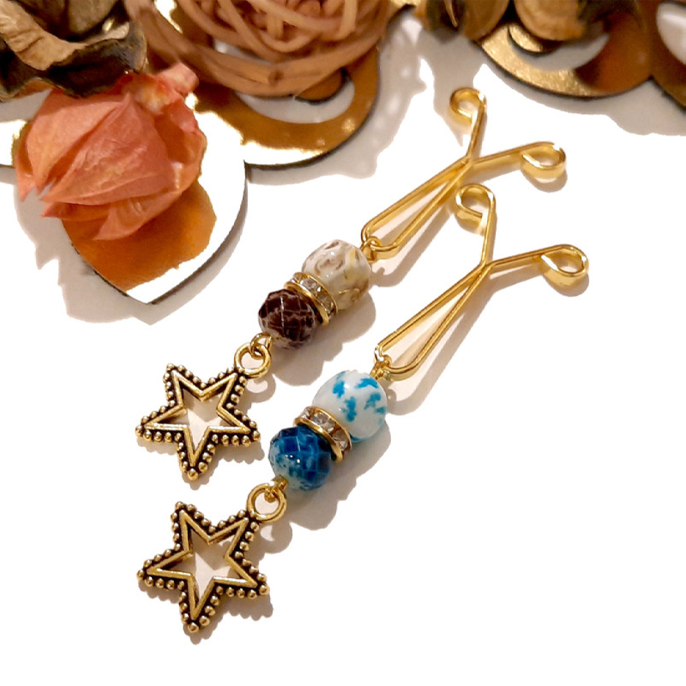 Hijab U-Clips met Ster Hanger (4 stuks, Goud)
