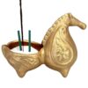 Handgemaakt Gouden Aardewerk Wierooksculptuur – Paard-ontwerp