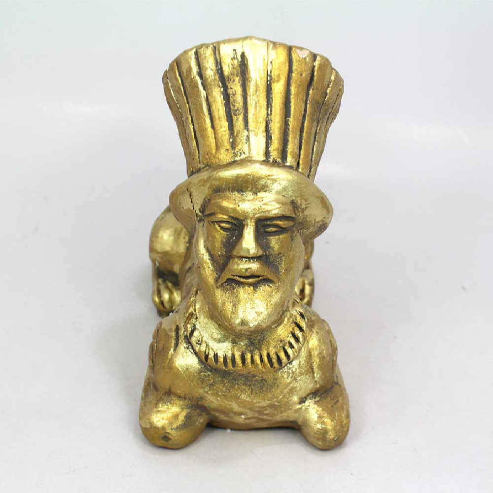 Handgemaakt Gouden Aardewerk Wierooksculptuur – Sfinx-ontwerp
