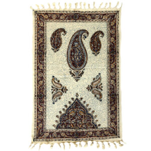 Perzisch Tafelkleed Isfahan Kalamkari — Model Atrin — Handgemaakte Blokdruk Cream