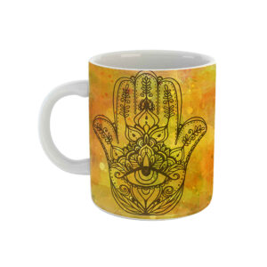 Islamitische Keramische Koffiemok – Elegant Hamsa Patroon