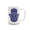 Islamitische Keramische Koffiemok – Navy Blue Hamsa Hand van Fatima Patroon