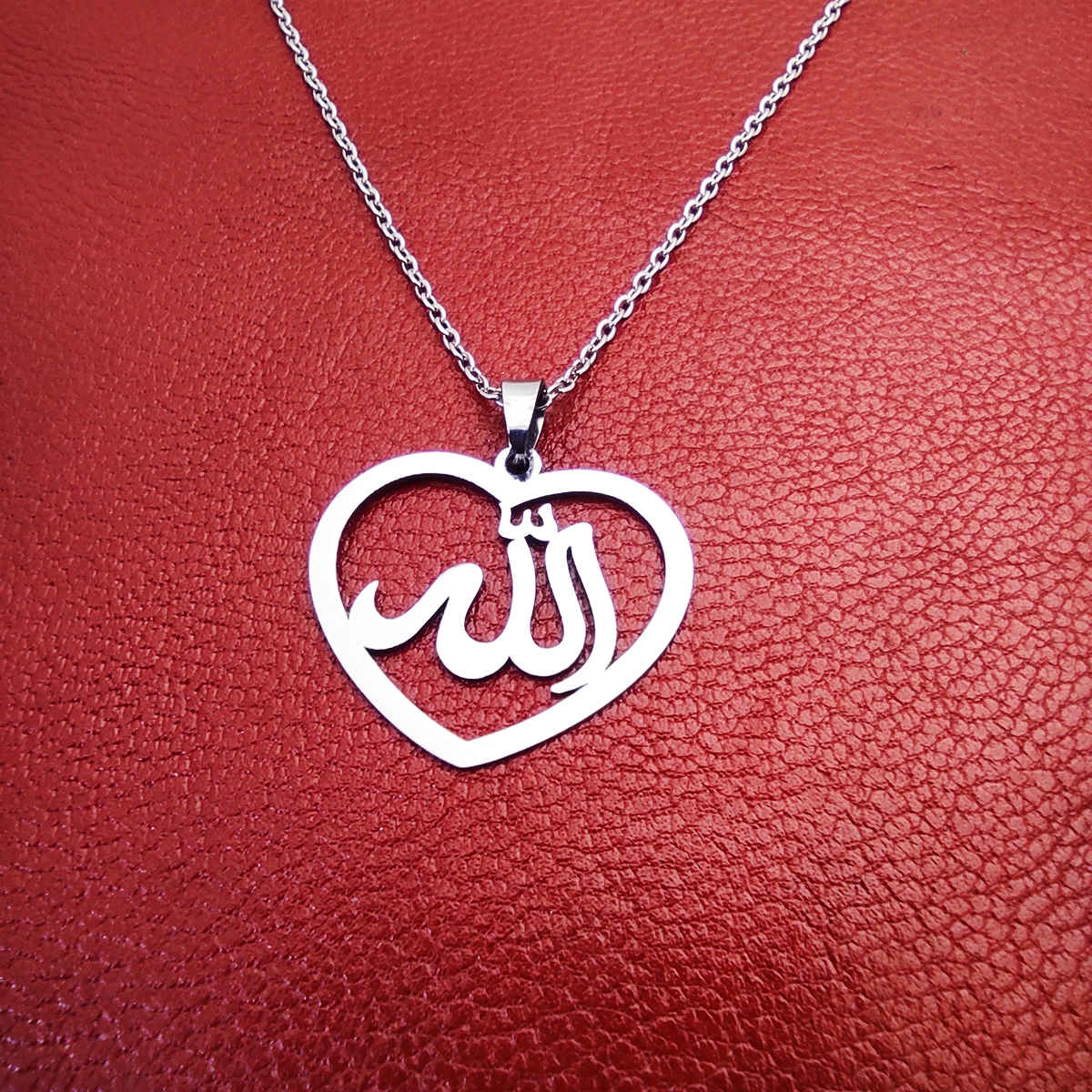 Islamitische Stalen Ketting met Allah Hart Design Medaillon