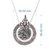 Islamitische Stalen Ketting met Ayat al-Kursi Kalligrafie Medaillon