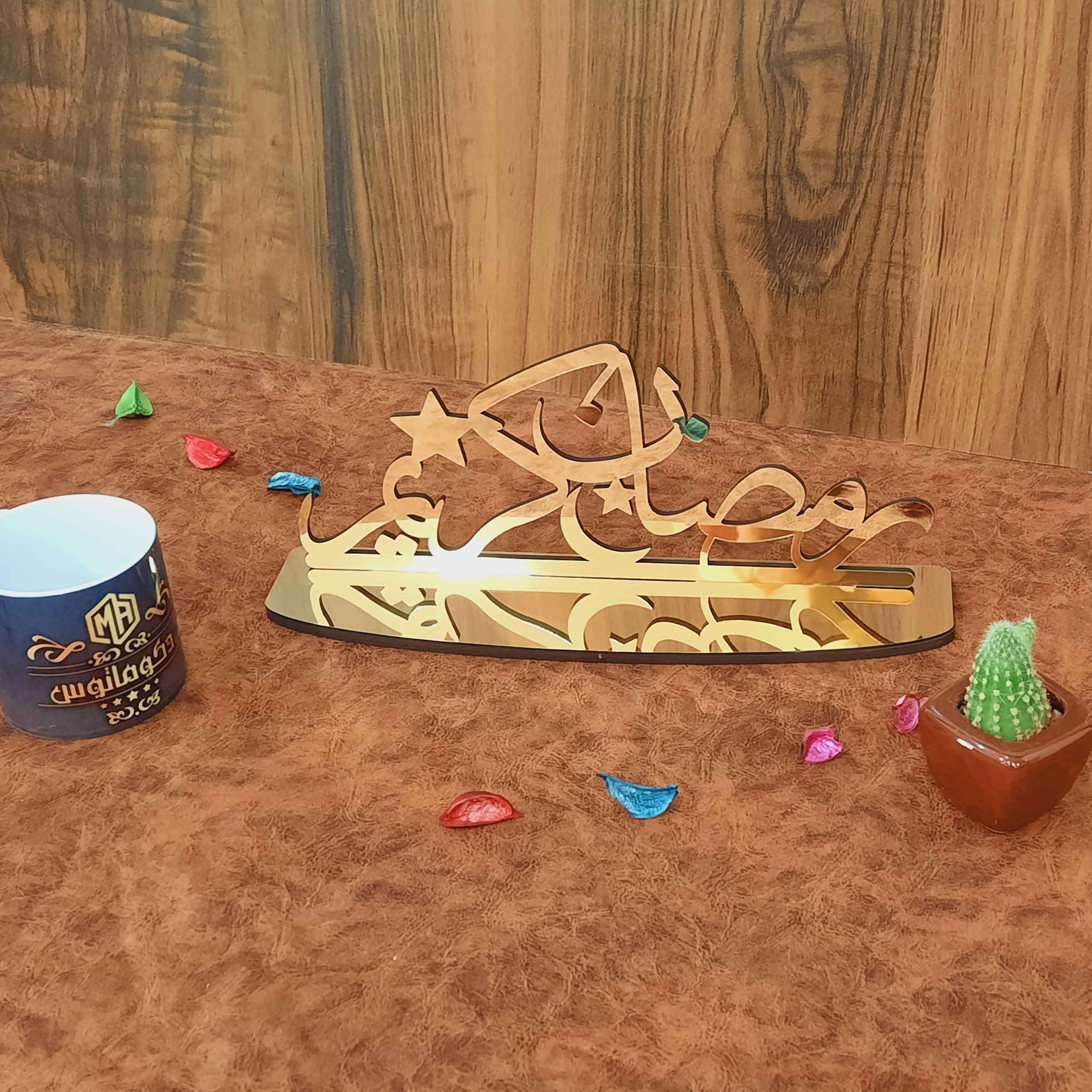 Islamitische Acryl Tafelkandelaar met Ramadan Kareem Design