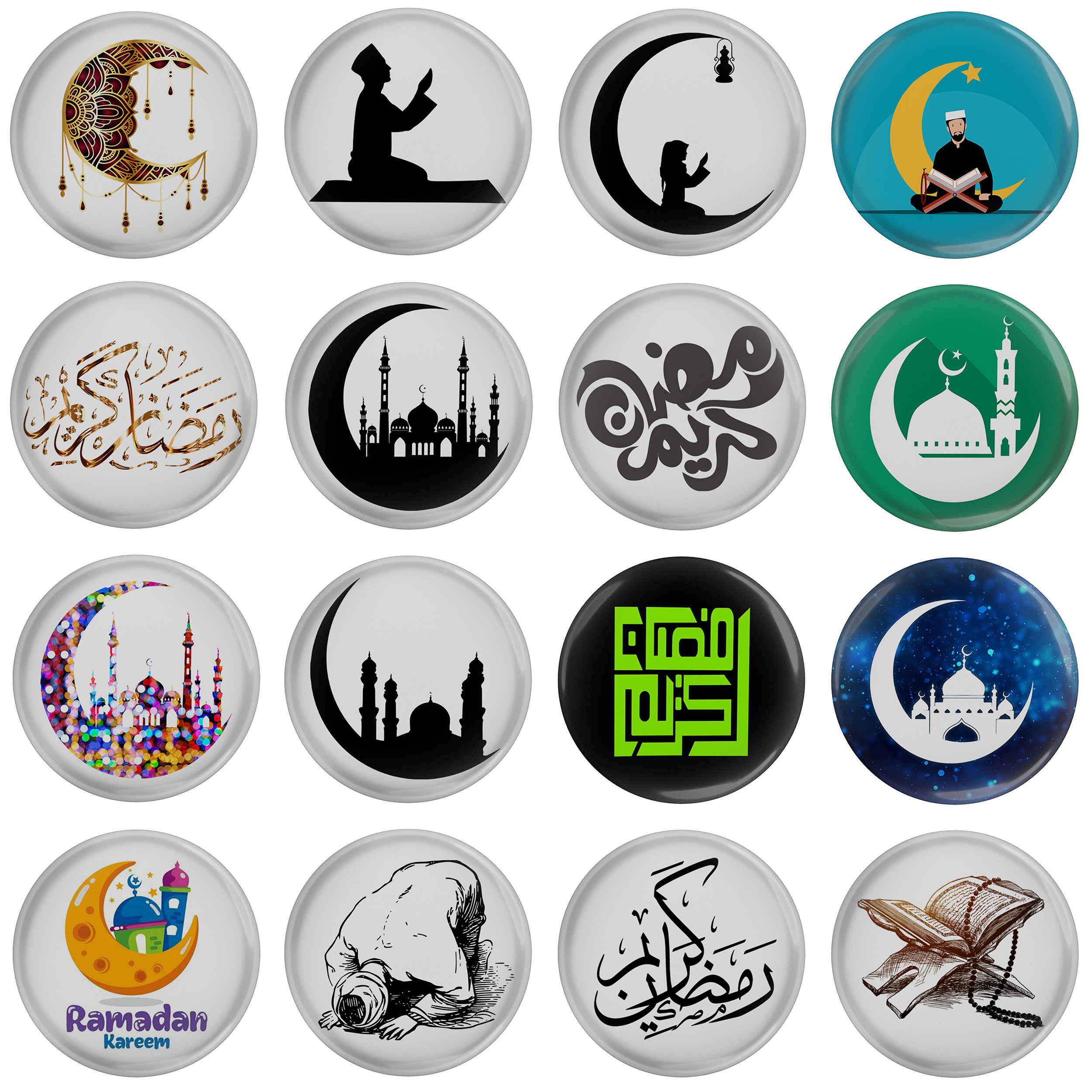 Islamitische Pinback Button Set – Ramadan Kareem (16 stuks)