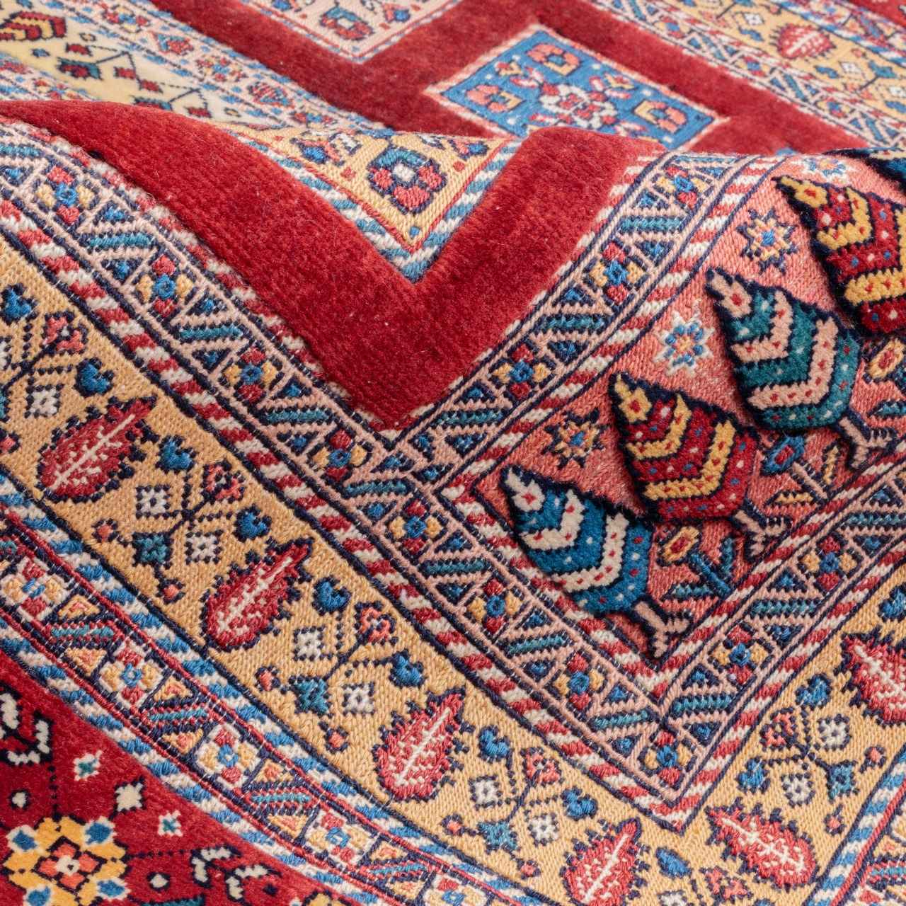 Perzische Khorasan Kelim, geometrisch, handgeweven wolmix