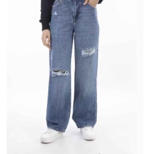 Loose Fit Jeans – Blauw Gescheurd Denim